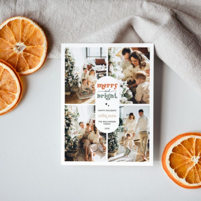 Cartes Pour Fêtes Annuelles Retro Photo de famille Noël (Retro Christmas Holiday Postcard)