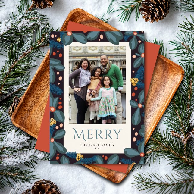 Cartes Pour Fêtes Annuelles Retro Photo Merry Peace Love Jove (Créateur téléchargé)