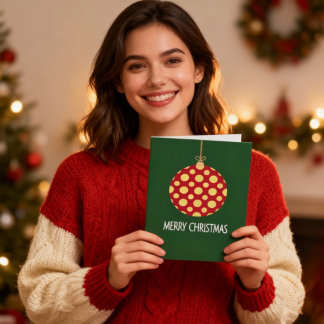 Cartes Pour Fêtes Annuelles Retro Polka Dot Christmas Ornament Holiday Card