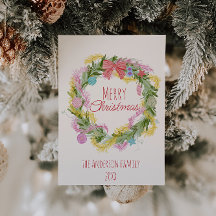 Retro Quirky Green Noël Bow Wreath Non Photo