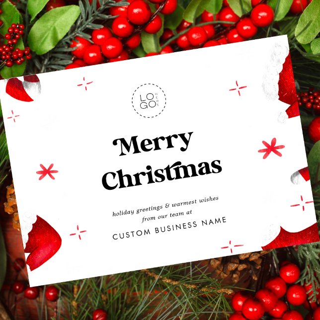 Cartes Pour Fêtes Annuelles Retro Red Custom Business Company Logo Noël (Créateur téléchargé)