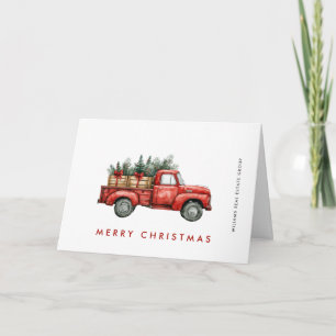 Cartes Pour Fêtes Annuelles Retro Red Farm Truck Accueil de Noël d'entreprise
