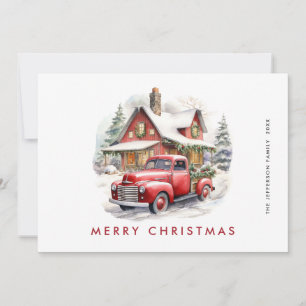 Cartes Pour Fêtes Annuelles Retro Red Farm Truck Country Noël Salutation