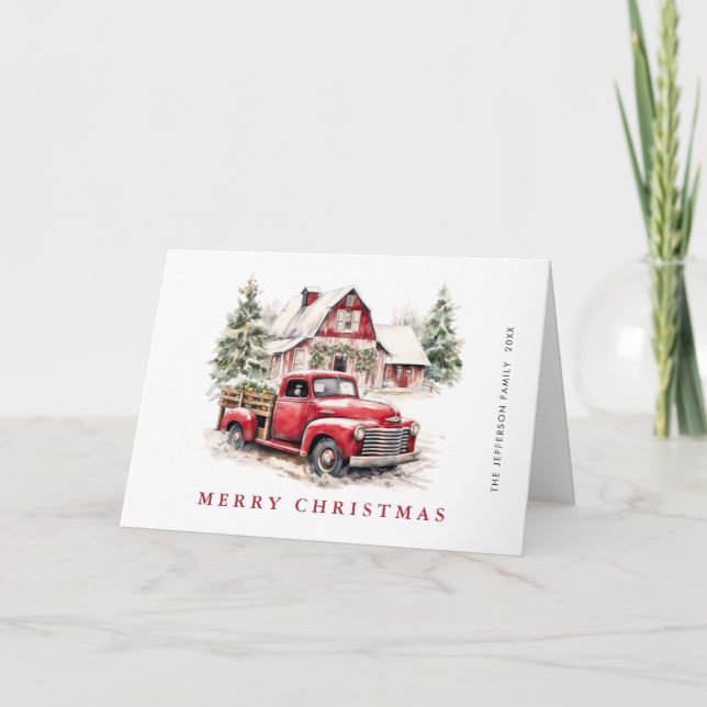 Cartes Pour Fêtes Annuelles Retro Red Farm Truck Country Noël Salutation (Devant)