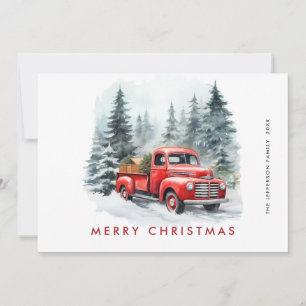 Cartes Pour Fêtes Annuelles Retro Red Farm Truck Country Noël Salutation