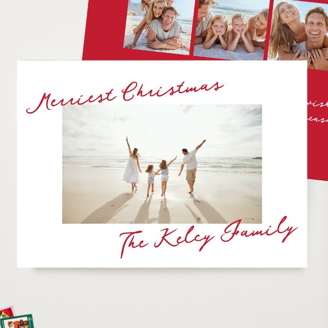 Cartes Pour Fêtes Annuelles retro red merry christmas collage photo (Créateur téléchargé)