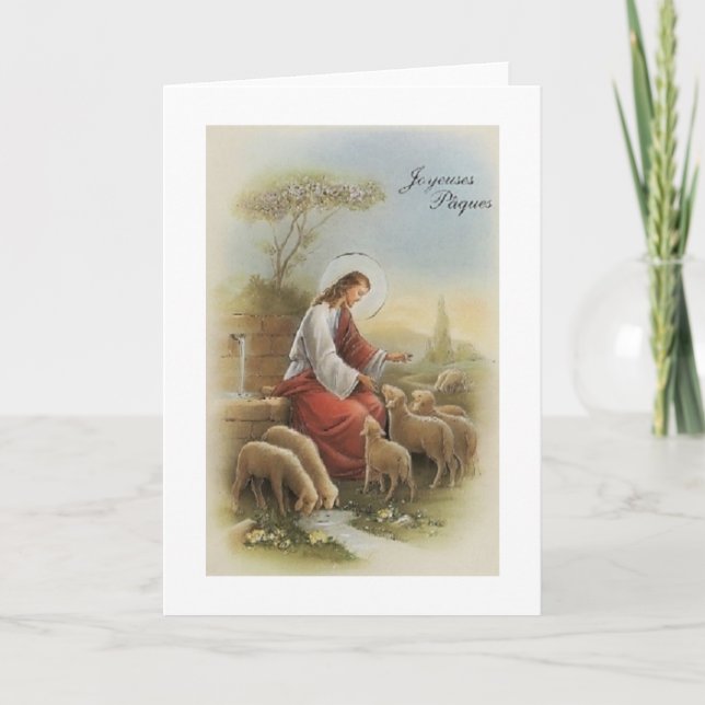 Cartes Pour Fêtes Annuelles Retro Religious French Joyeuses Pâque Easter Card (Devant)