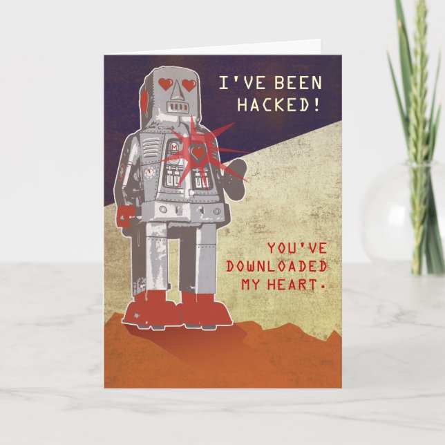 Cartes Pour Fêtes Annuelles Retro Robot (Devant)