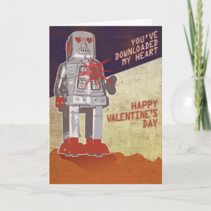Cartes Pour Fêtes Annuelles Rétro robot - vous avez téléchargé mon coeur…
