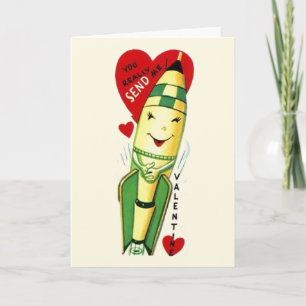 Cartes Pour Fêtes Annuelles Retro Rocket Ship Valentine's Day Card