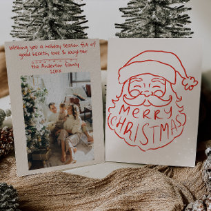 Cartes Pour Fêtes Annuelles Retro Rouge main tiré Père Noël Joyeux Noël