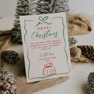 Cartes Pour Fêtes Annuelles Retro Rouge vert main écrite Joyeux Noël tiré