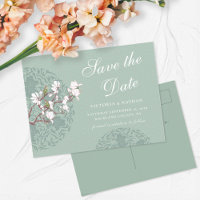 Retro Sage Green Chinoiserie Enregistrer la date