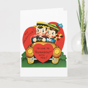 Cartes Pour Fêtes Annuelles Rétro Saint-Valentin, Garçon et Fille Vintage en V