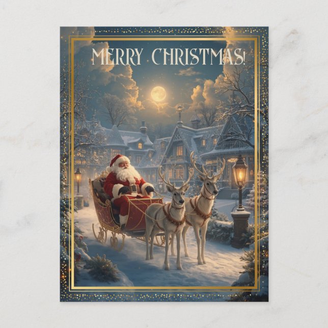 Cartes Pour Fêtes Annuelles Retro Santa Custom Address Photo Classic Christmas (Devant)
