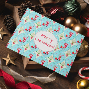 Cartes Pour Fêtes Annuelles Retro Santa jouant au tennis motif Ogee fête de No