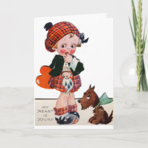 Cartes Pour Fêtes Annuelles Rétro Scottish girl Valentine add message card