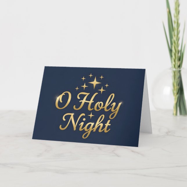 Cartes Pour Fêtes Annuelles Rétro Script Ô Nuit Sainte Noël (Devant)