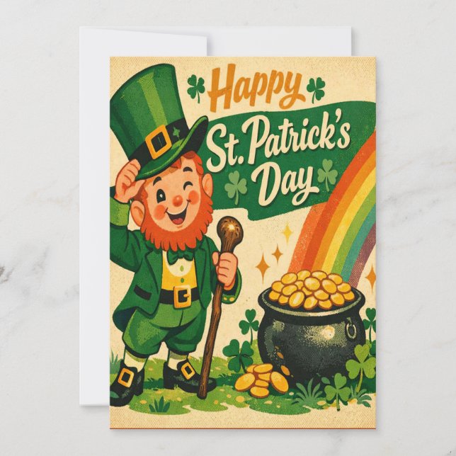 Cartes Pour Fêtes Annuelles Retro St. Patrick's Day Card (Devant)