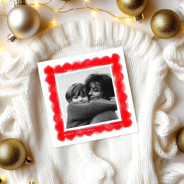 Cartes Pour Fêtes Annuelles retro stamping red frame photo square christmas (Créateur téléchargé)