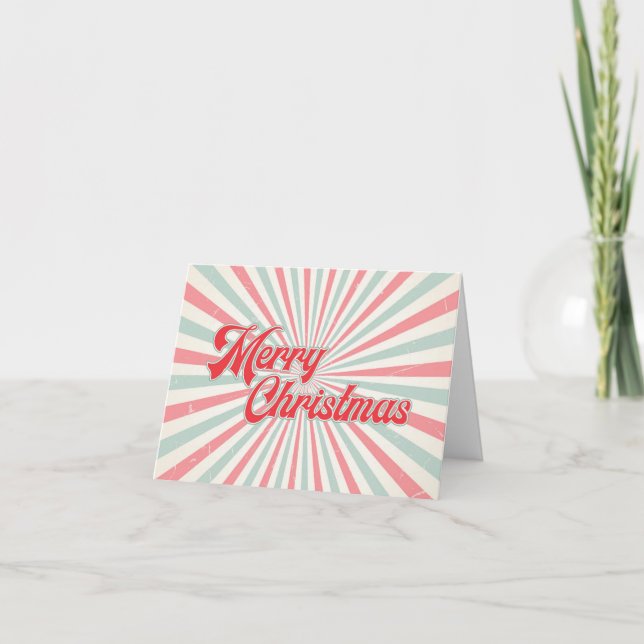 Cartes Pour Fêtes Annuelles Retro Sunburst Joyeux Noël (Devant)