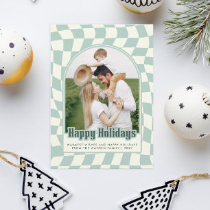 Cartes Pour Fêtes Annuelles Retro Super À damiers Happy Holidays Photo