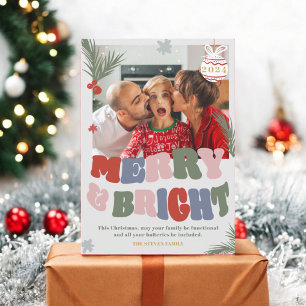 Cartes Pour Fêtes Annuelles Retro Trendy Fun Merry & Bright Christmas photo