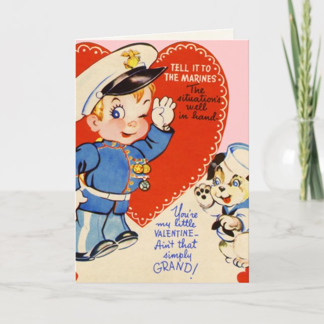 Cartes Pour Fêtes Annuelles Retro US Military Valentine's Day Kids Card (Devant)