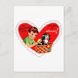 Cartes Pour Fêtes Annuelles Retro Valentine Boy and Dog