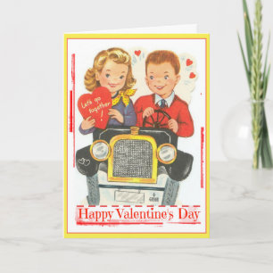 Cartes Pour Fêtes Annuelles Retro Valentine Teenager dans Jalopy Greeting