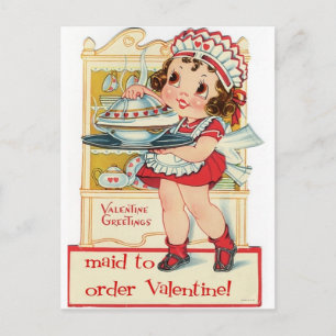 Cartes Pour Fêtes Annuelles Retro Valentine's Day Maid