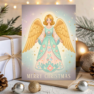 Cartes Pour Fêtes Annuelles Retro Vintage Ange Lumineux Noël