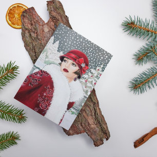 Cartes Pour Fêtes Annuelles Retro vintage art deco add message lady