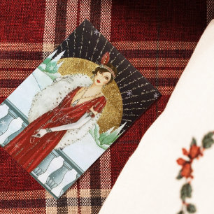 Cartes Pour Fêtes Annuelles Retro vintage art déco dame Noël