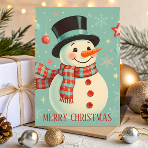 Cartes Pour Fêtes Annuelles Retro Vintage Bonhomme de Neige Noël Joie