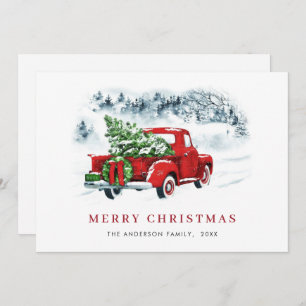 Cartes Pour Fêtes Annuelles Rétro Vintage Camion de la ferme rouge voeux de No