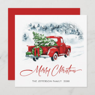 Cartes Pour Fêtes Annuelles Rétro Vintage Camion de la ferme rouge voeux de No