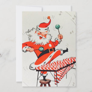 Cartes Pour Fêtes Annuelles Retro Vintage Christmas Musical Jouer Père Noël