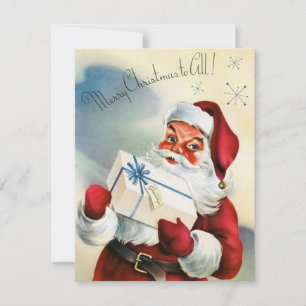Cartes Pour Fêtes Annuelles Retro Vintage Christmas Père Noël ajouter une cart