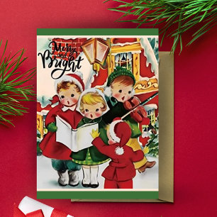 Cartes Pour Fêtes Annuelles Retro Vintage Enfants Caricolage sur mesure Noël