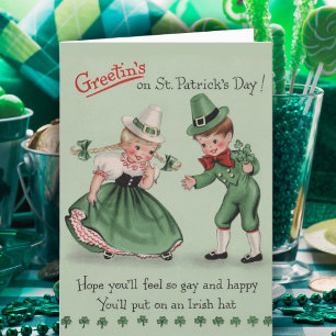 Cartes Pour Fêtes Annuelles Retro Vintage Lad & Lass Custom St Patrick's Day