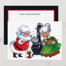 rétro vintage Noël Père Noël Mme Claus