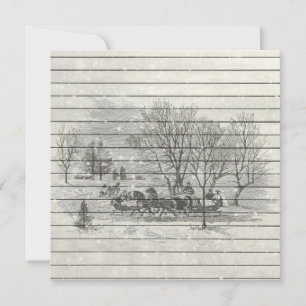 Cartes Pour Fêtes Annuelles Retro Vintage noir blanc paysage hiver