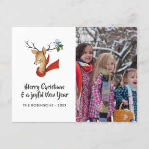Cartes Pour Fêtes Annuelles Retro Vintage Reindeer Photo famille de Noël