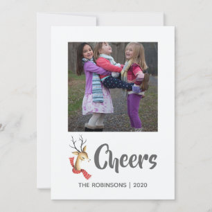 Cartes Pour Fêtes Annuelles Retro Vintage Reindeer Photo famille de Noël