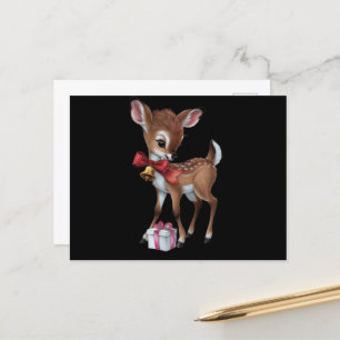 Cartes Pour Fêtes Annuelles Retro Vintage Reindeer rose Noël Baby Deer