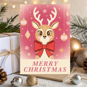 Cartes Pour Fêtes Annuelles Retro Vintage Renne Charme Noël