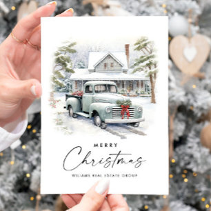 Cartes Pour Fêtes Annuelles Retro Vintage Sage Farm Truck Christmas Corporate