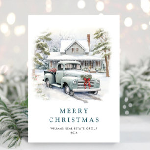 Cartes Pour Fêtes Annuelles Retro Vintage Sage Farm Truck Christmas Corporate