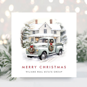 Cartes Pour Fêtes Annuelles Retro Vintage Sage Farm Truck Christmas Corporate
